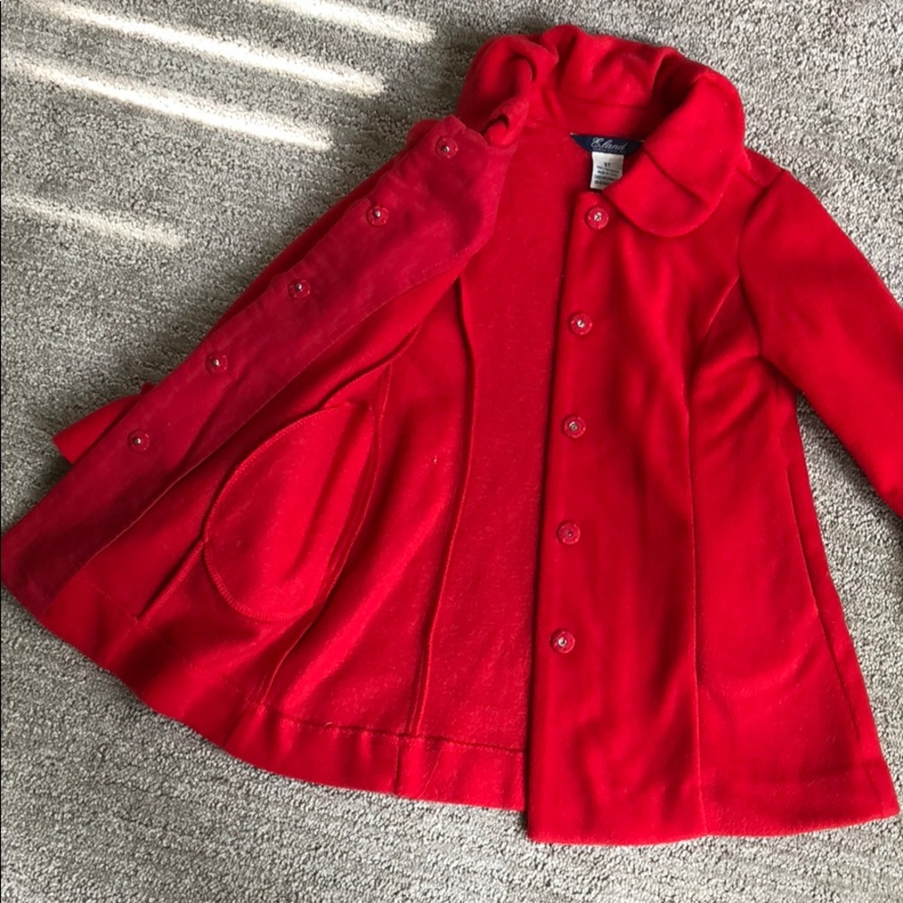Kid’s Red Pea Coat - Picture 2 of 4